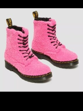 NWOB Dr. Martens Hot Pink Faux-Shearling Boots.  Size 8